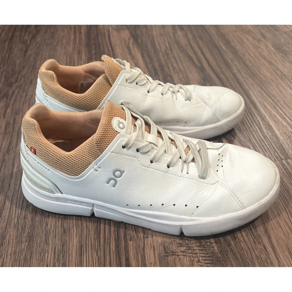 On Cloud The Roger Advantage All White Leather Shoes Sneaker Women's Sz 9